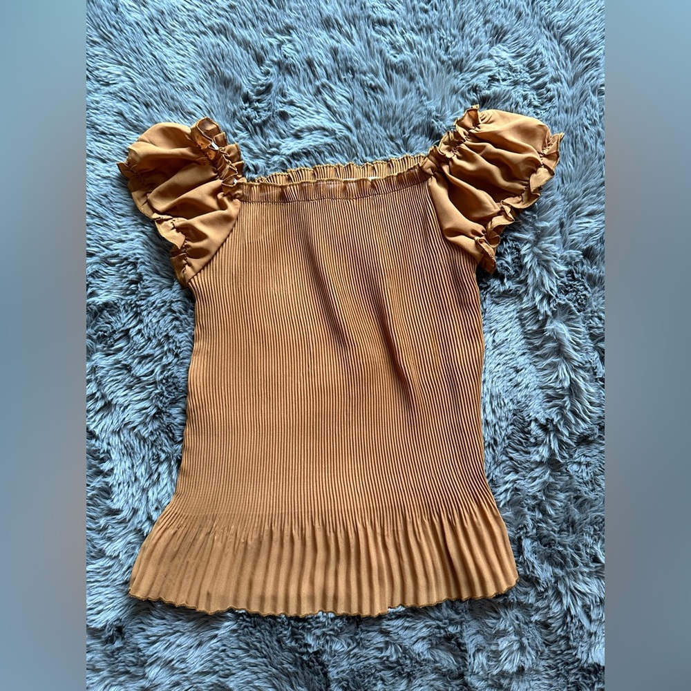 Camel Off the Shoulder Top